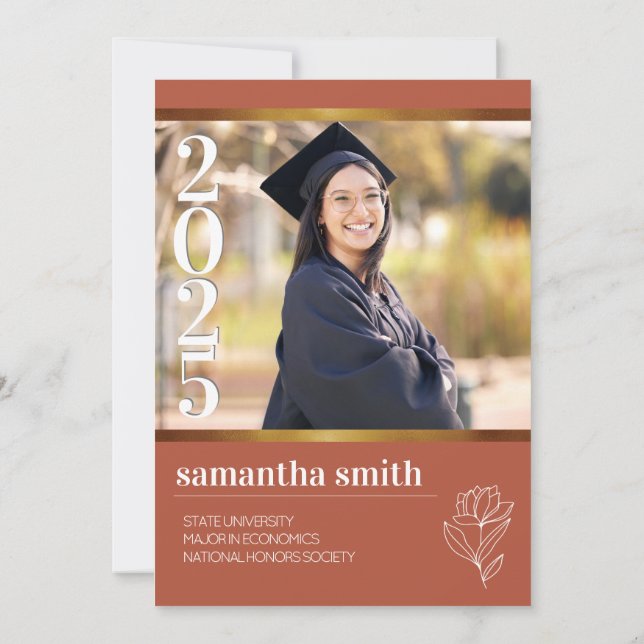 Convite Graduação de Foto Boho (Verso)