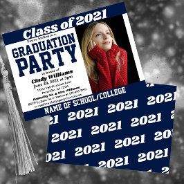 Convite Graduação de Foto Branca do marinho