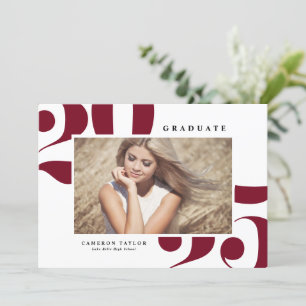 Convite Graduação de Foto Burgundy Bold Typografia 2023
