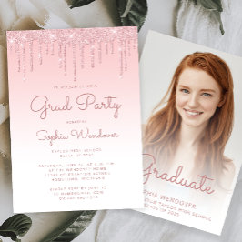 Convite Graduação de Foto com Derrapagem de Lâmpada Rosa L