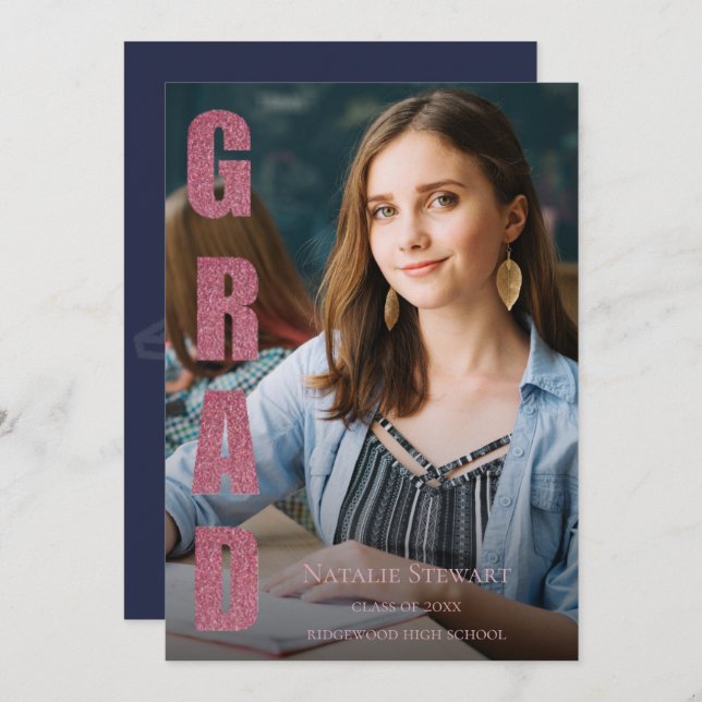 Convite Graduação de Foto com FORMANDO Dourado do Modern F (Frente/Verso)