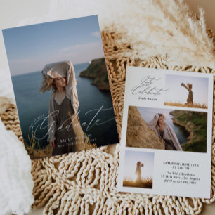 Convite Graduação de Foto de Cheio Clássico Minimalista Mo