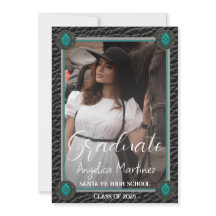 Graduação de Foto de Couro Negro Elegante Ocidenta