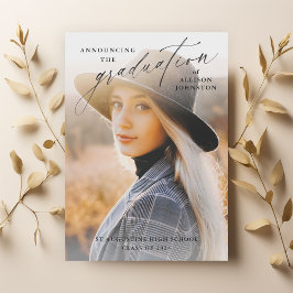 Convite Graduação de Foto de Script Elegante