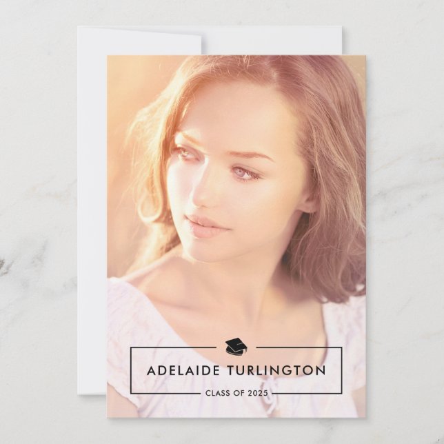 Convite Graduação de Foto do Cheio de Sobreposição Preta M (Frente)