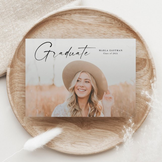 Convite Graduação de Foto do Formando de Script Moderno (Criador carregado)