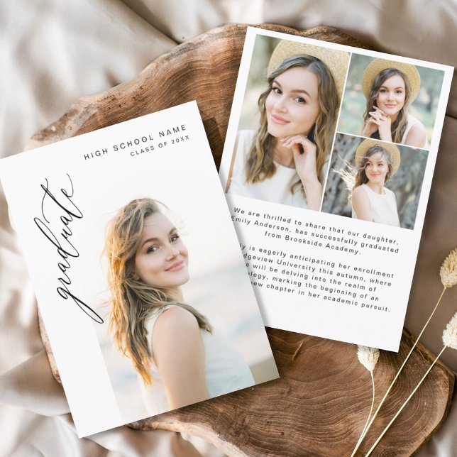 Convite Graduação de Foto do Formando de Script Moderno (Criador carregado)