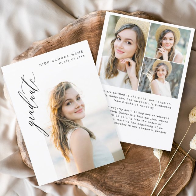 Convite Graduação de Foto do Formando de Script Moderno (Criador carregado)