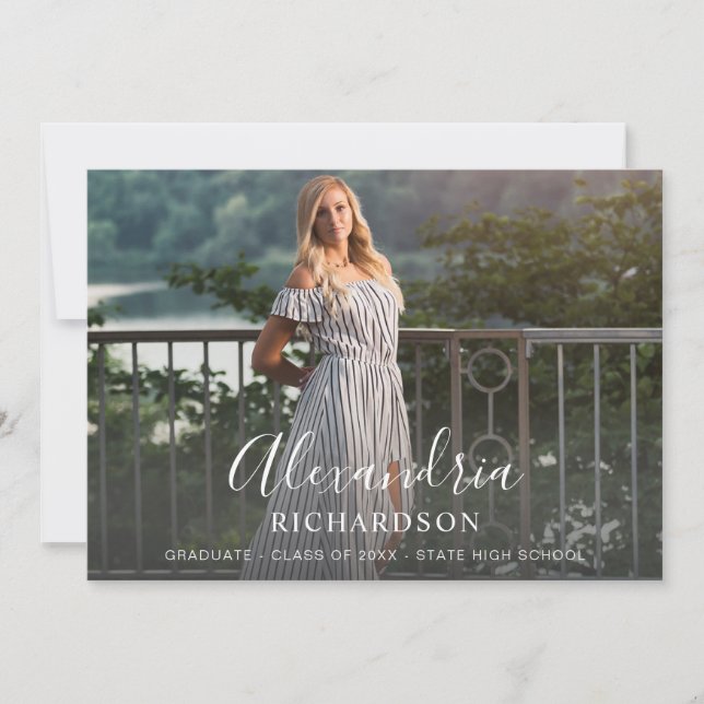 Convite Graduação de Foto do Nome do Método de Script - No (Frente)