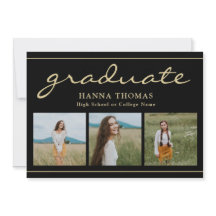 Graduação de Foto Dourada com Script Elegante