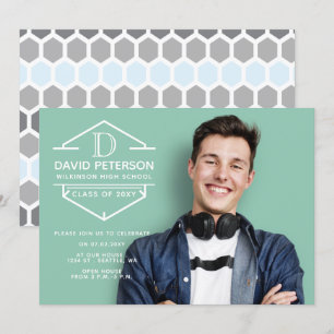Convite Graduação de Foto Elegante de Na moda Moderno Clás