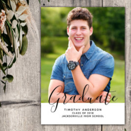 Convite Graduação de Foto Elegante Simples Vertical | Bran