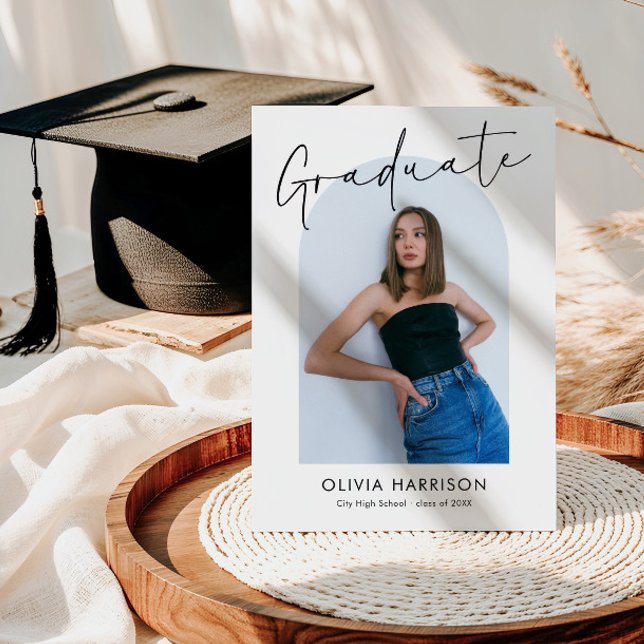 Convite Graduação de Foto em Arch de Script Moderno (Criador carregado)