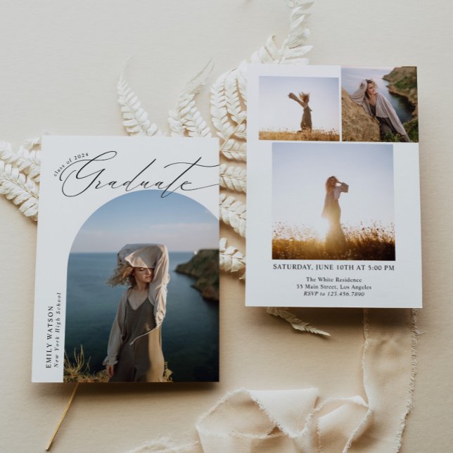 Convite Graduação de Foto em Arco Clássico Moderno Minimal (Criador carregado)