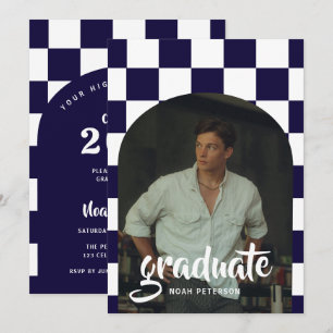Convite Graduação de Foto em Arco com Verificação Azul do 