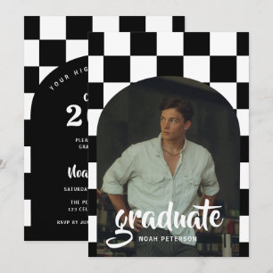 Convite Graduação de Foto em Arco com Verificação Branca M