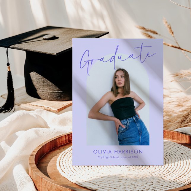 Convite Graduação de Foto em Arco de Script de Lavanda Mod (Criador carregado)