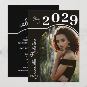 Convite Graduação de Foto em Arco Moderno Preto