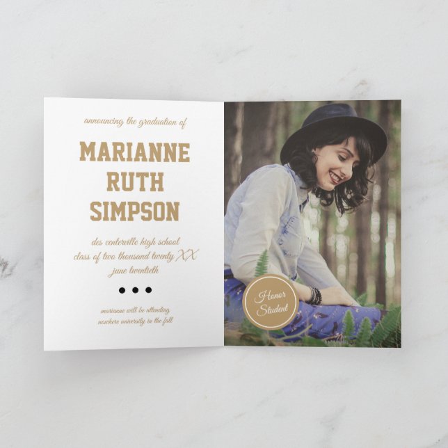 Convite Graduação de Foto em Círculos Dourados (Interior)