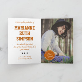 Convite Graduação de Foto em Círculos Laranja Queimados