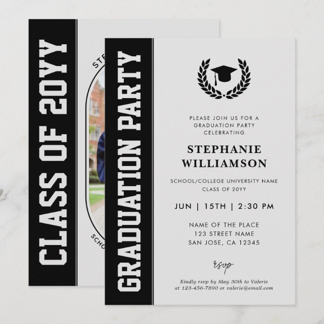 Convite Graduação de Foto em Formando Moderno e Minimalist (Frente/Verso)