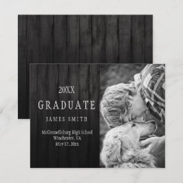 Convite Graduação de Foto em Madeira em Black Barn Masculi