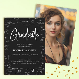 Convite Graduação de Foto em Matemática em Formando Preto