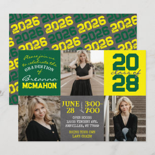 Convite Graduação de Foto em Quadro Verde e Amarelo 3