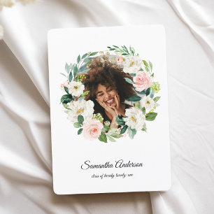 Convite Graduação de Foto Floral de Wreath Moderna em Wate