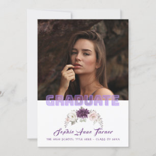 Convite Graduação de Foto Floral Plum Purple Lavanda Chi