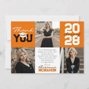 Convite Graduação de Foto Laranja e Branco 3 Obrigado