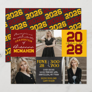 Convite Graduação de Foto Maroon e Dourado Quadro 3