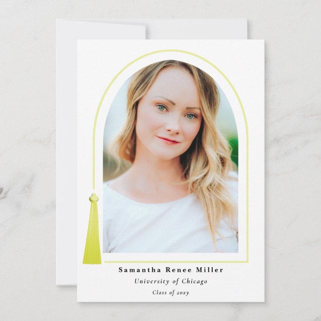 Convite Graduação de Foto Mínima 2 Moderna do Arch Tassel (Frente)