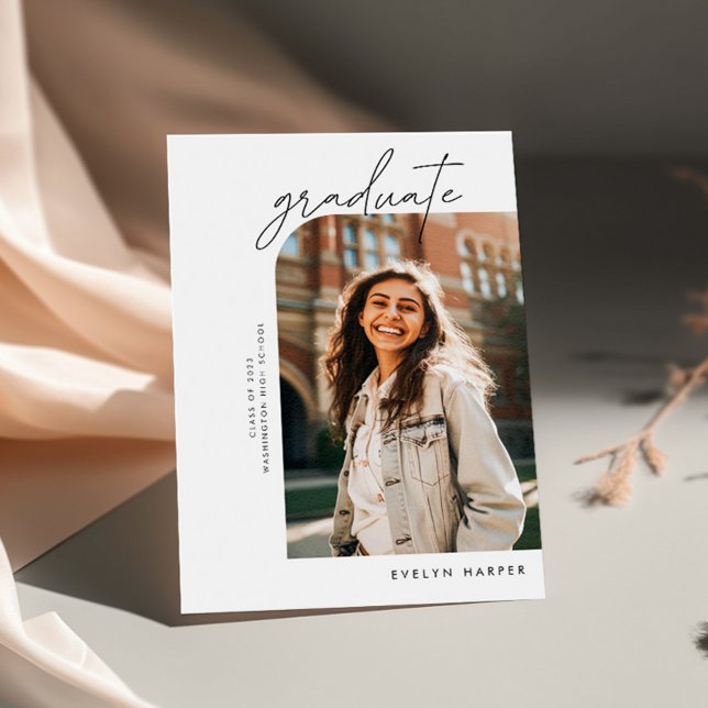 Convite Graduação de Foto Mínima Elegante Dupla Lado (Criador carregado)