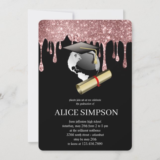 Convite Graduação de Foto Minimalista Chic Dourada Moderna (Frente)