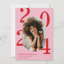 Graduação de Foto Oval Cor-de-Rosa Vermelha de Ano