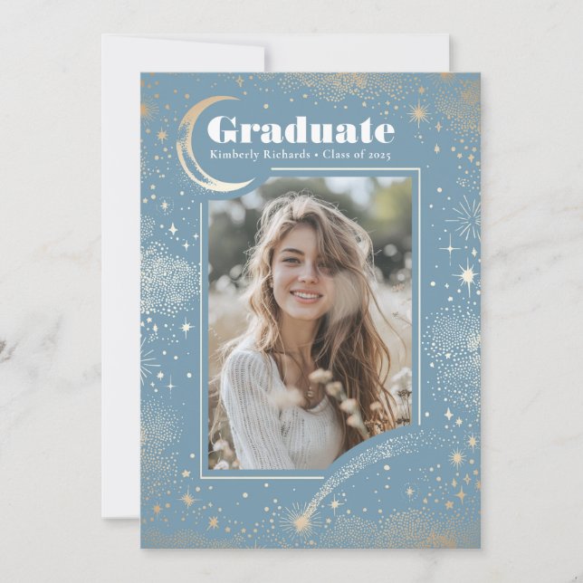 Convite Graduação de Foto por Formando Celestial Moon and  (Frente)