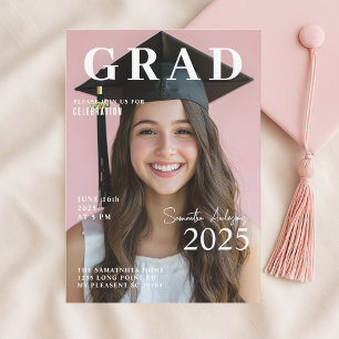 Convite Graduação de Foto Rosa Moderna   Classe de 2025