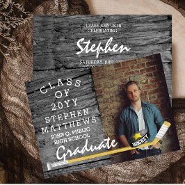 Convite Graduação de Foto Rustic do Jogador de Hóquei