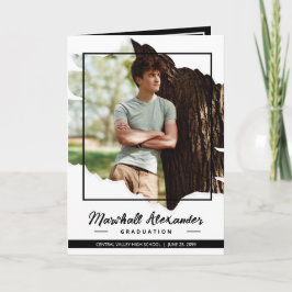 Convite Graduação de Foto Torn Abstrato preto Edgy