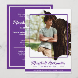 Convite Graduação de Foto Torn Abstrato Roxo