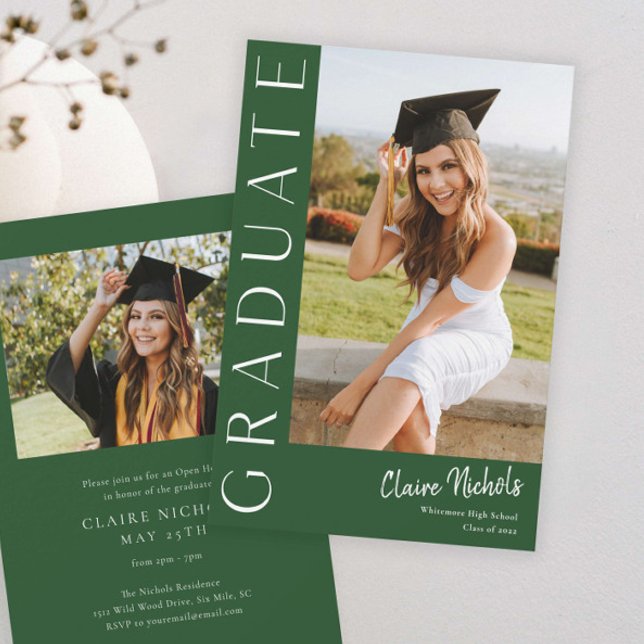 Convite Graduação de Foto Vertical Moderna (Modern Typography Photo Graduation Invitation)