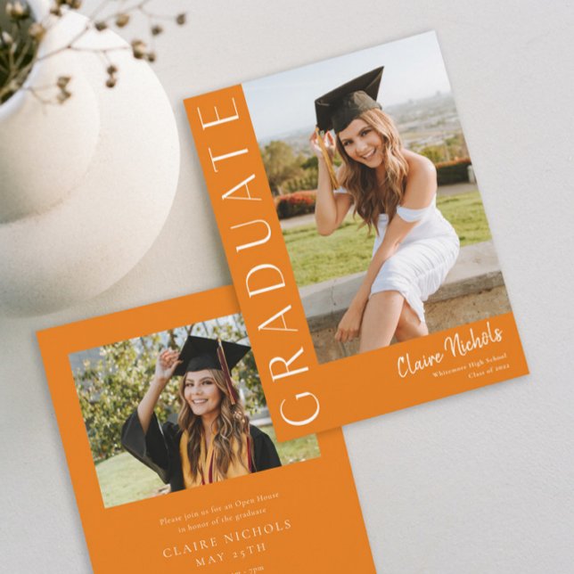 Convite Graduação de Foto Vertical Moderna (Criador carregado)