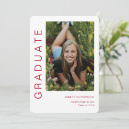 Convite Graduação de Foto Vertical Simples Moderna