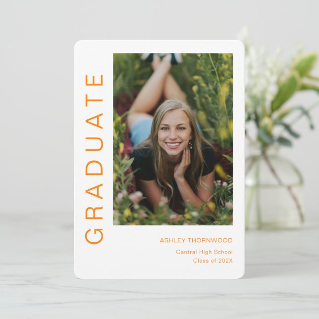Convite Graduação de Foto Vertical Simples Moderna (Em pé/Frente)