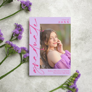 Convite Graduação de Fotografia com Caligrafia Rosa-Quente