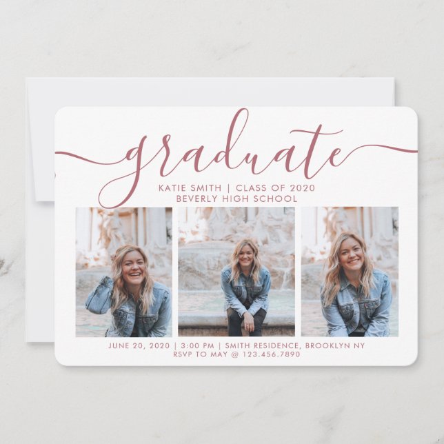 Convite Graduação de Fotografia com Caliigraphy 3 de Scrip (Frente)