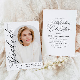 Convite Graduação de Fotografia da Caligrafia Negra Elegan