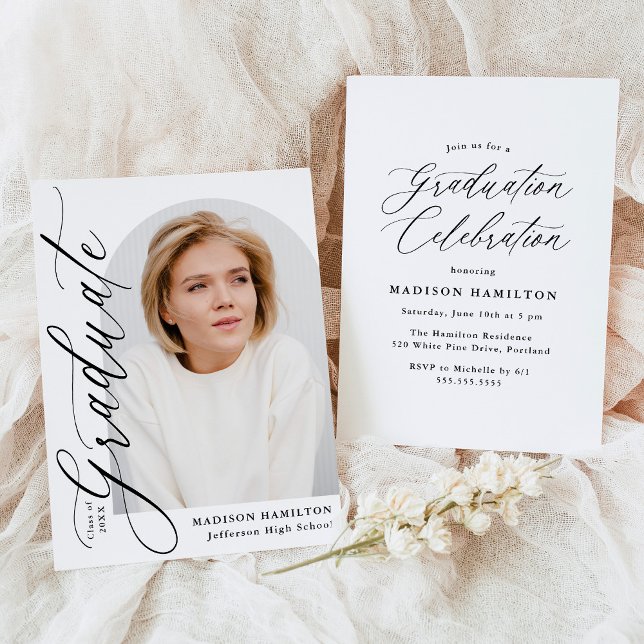 Convite Graduação de Fotografia da Caligrafia Negra Elegan (Criador carregado)