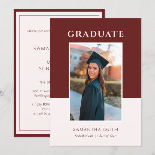 Convite Graduação de Fotografia Simples Red Modern